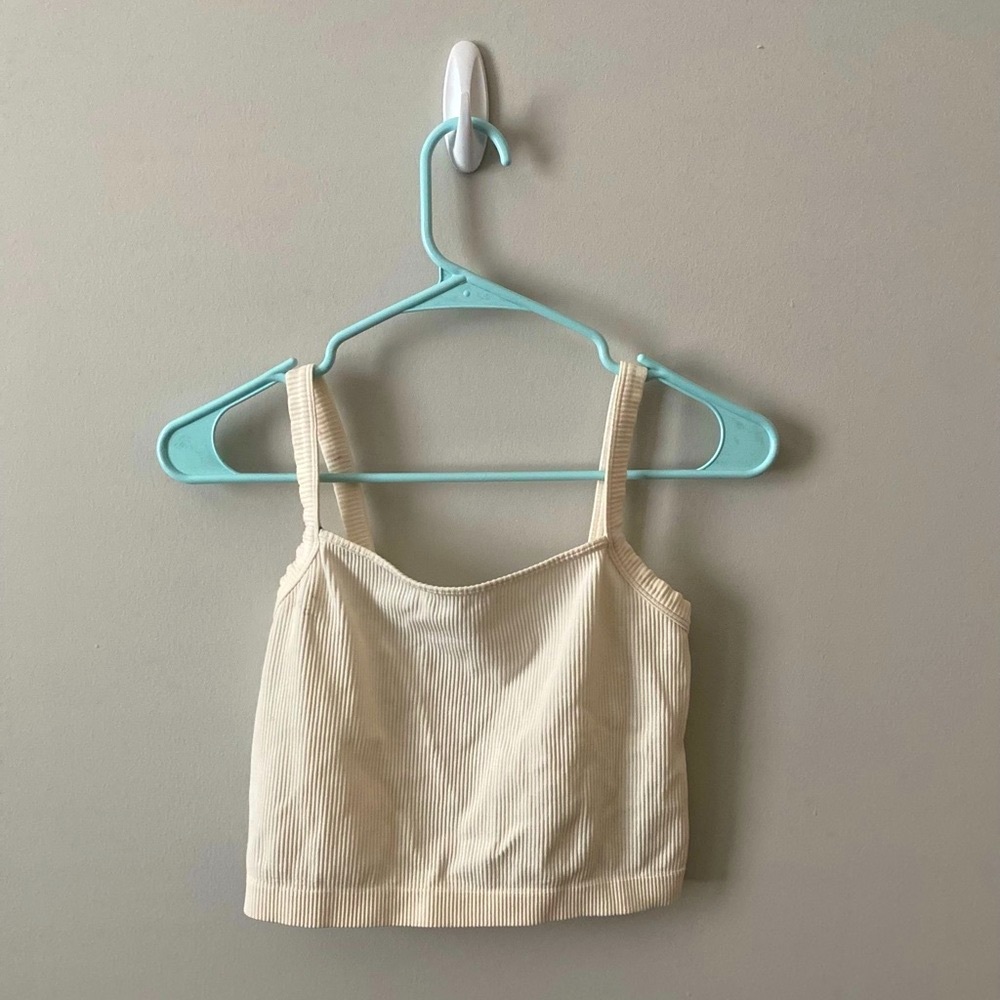Vintage Off-White Fitted Crop Tank